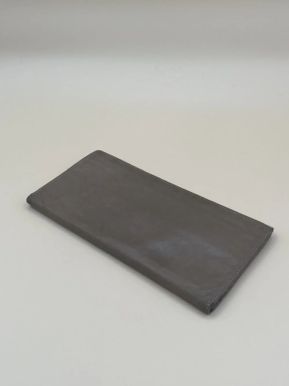 Christian Dior Paris Grey Taupe Leather Long Bifold Wallet CD Charm Silver Hardw